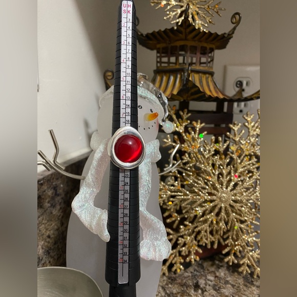 Antique Sterling Silver Deep Ruby Red Unisex Statement Cocktail Ring-Size 9 - Picture 8 of 10